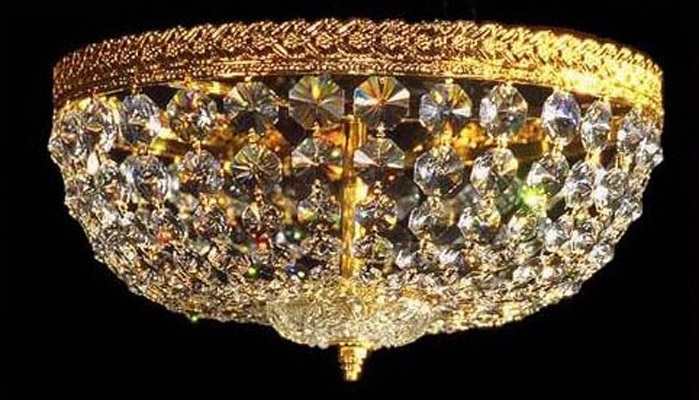Crystal Semi Flush Gold Chandelier Asfour Cristal Ceiling Lights