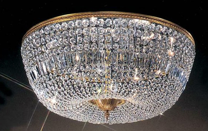 Crystal Semi Flush Antique Brass Murano Ceiling Lights
