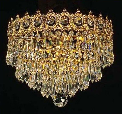 Crystal Semi Flush Gold Chandelier Ceiling Lights