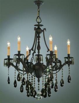Chandeliers - Chandelier Coal Brass and Asfour Fume Crystal