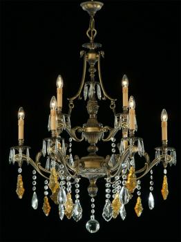 Luminaire - Laiton Antique lustre- Murano Crystal