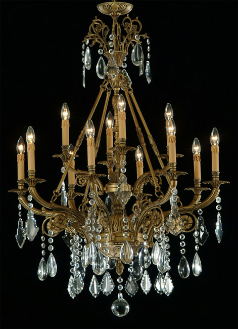 Pendant Light - Antique Brass Chandelier- Murano Crystal - Bronze and Crystal  Chandeliers - Decorative Chandelier - Bulgaria