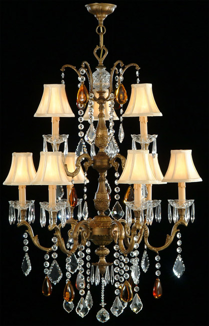 Chandeliers - Rust Brown chandelier-Crystal Murano - Bronze and