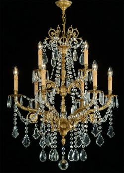 Crystal Chandelier - Antique Brass Chandelier- Murano Crystal