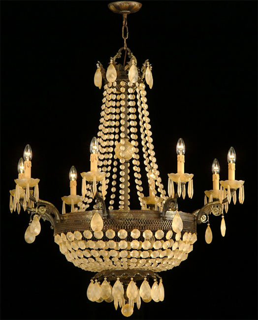 Crystal Chandelier Rust Brown Sand Crystal Bronze and Crystal