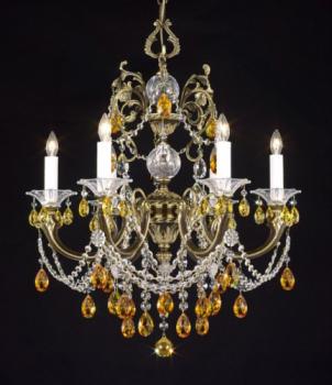Bedroom Lighting - Antique Brass Chandelier- Murano Crystal