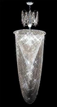 Lámparas para techos altos - Lampara de niquel con cristal Asfour