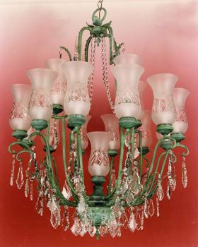 Lampara de cristal - Lampara Antique Green -cristal de Murano