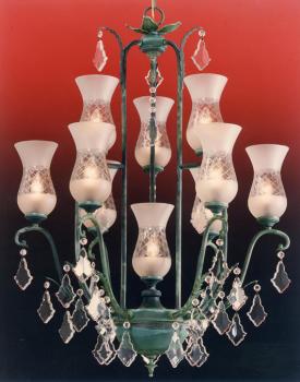 Crystal chandelier - Chandelier Antique Green-Murano crystal