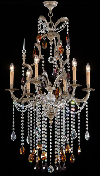 Crystal Chandelier Roman Pewter Color Versailles Chandeliers Decorative Sweden Chandelier Roman Pewter Color Crystal, Colored Crystal Chandeliers
