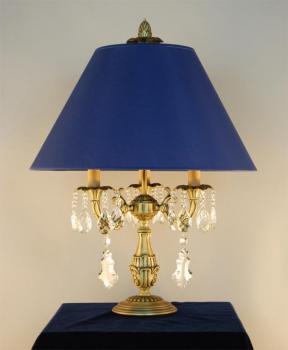 Lampe mit Kristall - Lampe  Antique  brass (Messing antik) und Murano-Kristall