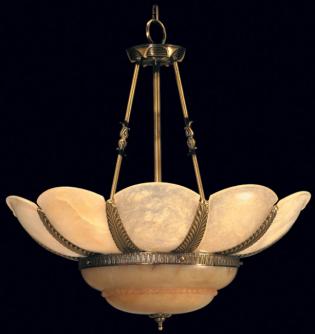 Alabaster chandelier - Chandelier Antique Brass--Champagne Alabaster