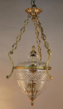 Chandelier Brass and Glass - Old Paris -Hand Blown Leaded Crystal