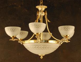 Chandelier acid etteched glass - GOLD+WHITE ACID ETTECHED GLASS
