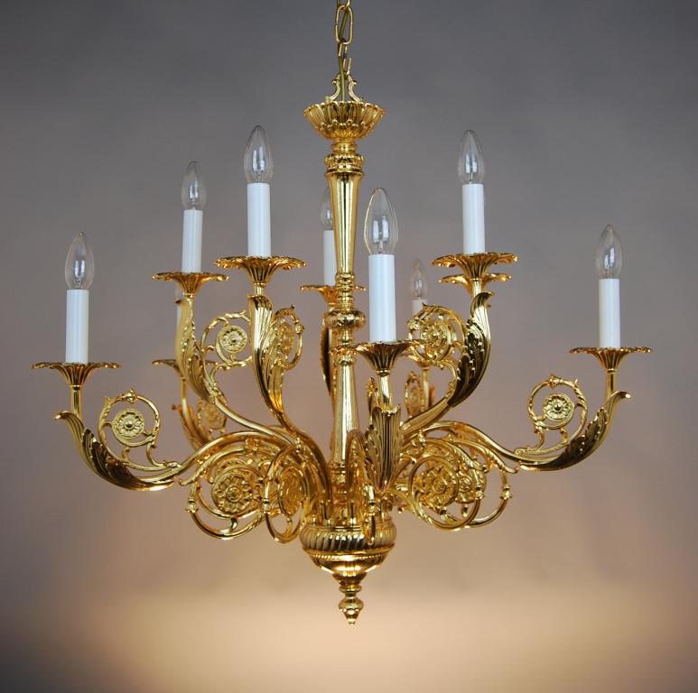 Lampara de bronce y laton Baño de Oro de 24 K - LAMPARAS DE BRONCE - Decorative Chandelier - España