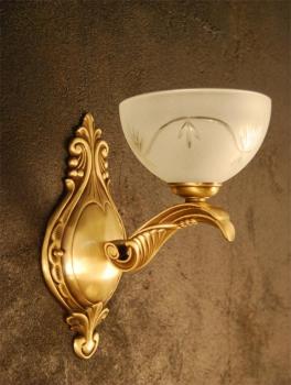 Chandelier brass and glass - ANTIQUE BRASS- ACID ETTECHED GLASS