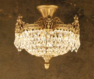 Crystal Ceiling Lights - Chandelier Antique Brass and Crystal
