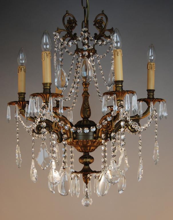Bronze Chandelier Old Paris Clear Crystal And