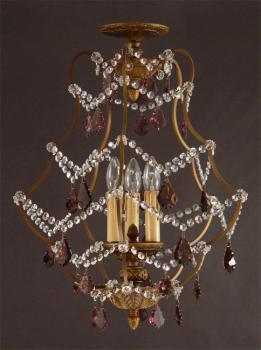 Semi-Plafon Cristal - Semi-Plafon Bronce Antiguo - Cristal 30%PbO Amatista