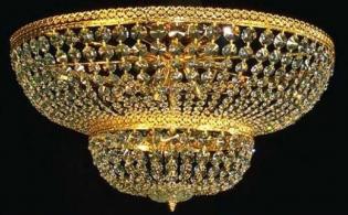 Crystal Semi-Flush - Gold Chandelier - Asfour  Cristal