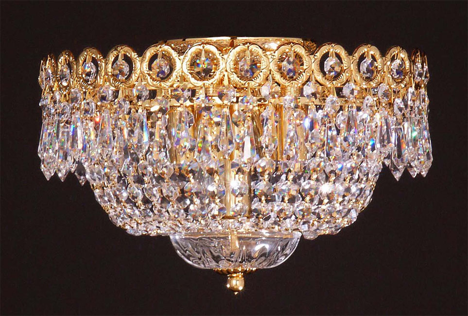 Crystal Semi Flush Gold Chandelier Asfour Ceiling Lights Decorative Italy - Flush Crystal Ceiling Lights Gold