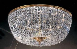 Plaffonier Cristal - Plafonnier Antique Brass - Murano Cristal