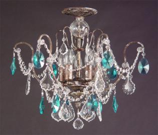 Lampara de Cristal - Lampara Antique Pewter - Full Leaded Crystal