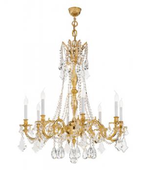 Lustre votre salon - Lustre or - cristal Asfour