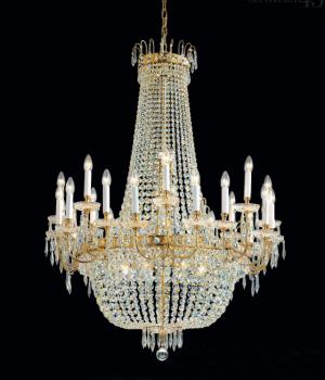 Lustre en cristal a pampilles - Lustre or 24k - cristal Asfour