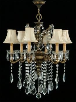 Crystal Chandelier - Antique Brass Chandelier- Murano Crystal