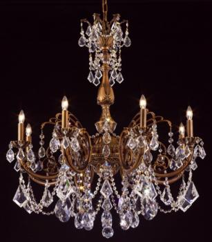 Pendant Light - Antique Brass Chandelier- Asfour Crystal