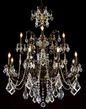 Bronze and crystal chandelier - Antique Brass Chandelier-Asfour crystal