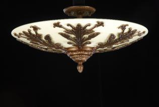 Crystal Semi-Flush - Chandelier Rust Brown-cream glass