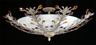 Lampara de cristal - Lampara Roman Pewter- cristal de color