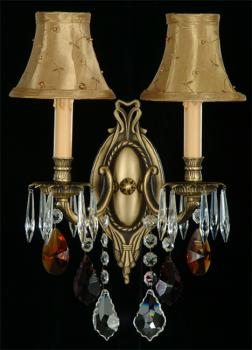 Crystal wallsconce - Chandelier Antique Brass -color crystal