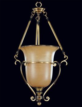 Lustre d'albâtre - Lustre ANTIQUE BRASS-albâtre Champagne