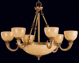 Lustre d'albâtre - Lustre Antique Brass -albâtre Champagne