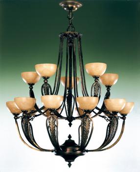 Foyer chandelier - Chandelier Rust Brown-Champagne Alabaster