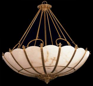 Foyer chandelier - Polished Brass Chandelier- brown patina -white Alabaster