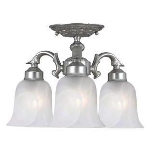 Lamparas de laton y vidrio - Lampara Old Silver- faux alabastro