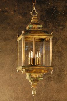 FOYER LANTERN - Chandelier Rust Brown  +green clear glass