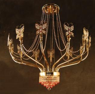 SWAROVSKI crystal chandelier - Gold Chandelier -Full Leaded Crystal