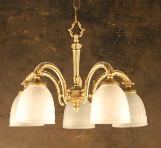Lustre verre et laiton - Lustre Antique  Brass-cristal color
