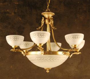 Chandelier acid etteched glass -  ANTIQUE BRASS ACID ETTECHED GLASS