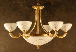 Chandelier acid etteched glass -  ANTIQUE BRASS ACID ETTECHED GLASS