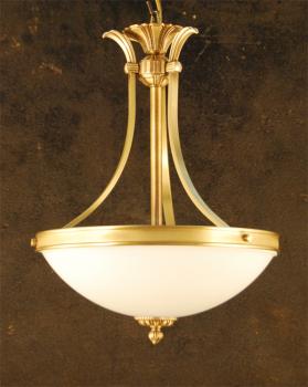 Lampara de latón y  vidrio -  ANTIQUE BRASS   CRISTAL  BLANCO OPAL