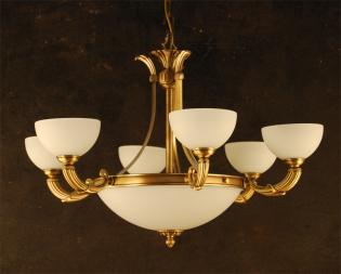 Chandelier brass and glass - ANTIQUE BRASS WHITE OPAL GLASS
