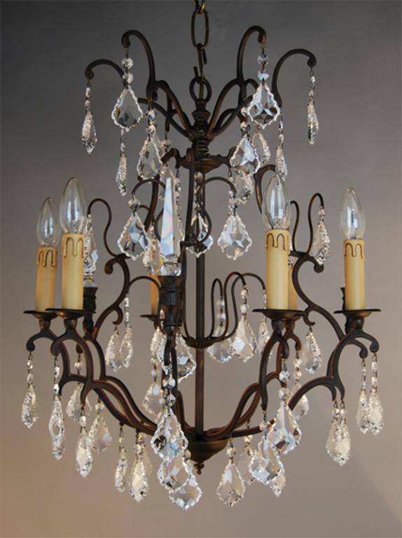 Crystal Chandelier Rust Brown, Black Iron And Crystal Chandeliers