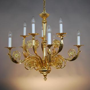 Lampara de bronce y laton - Baño de Oro de 24 K