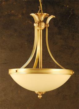 Lampara  de  laton y vidrio -  ANTIQUE BRASS  VIDRIO CREMA